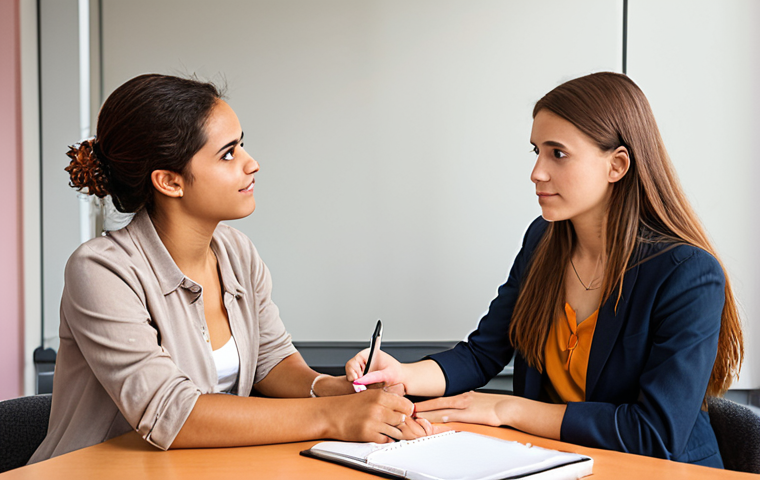 **

A friendly and supportive career counselor is engaged in a one-on-one counseling session with a young job seeker. The counselor is actively listening and taking notes, while the job seeker appears thoughtful and engaged in the conversation. The setting is a bright and modern office space, symbolizing hope and new beginnings. Depict the scene with warm, inviting colors.

**