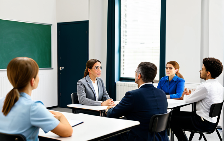 직업상담사 취업준비생 인터뷰 - "A professional female career counselor in a modest office setting, fully clothed, appropriate attir...
