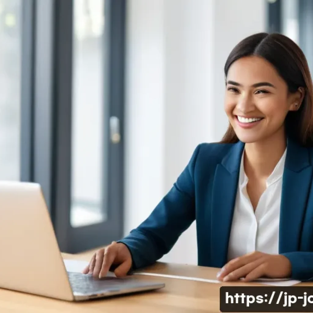 직업상담사 필수 소프트웨어 - A vibrant, modern career counseling office with a warm, inviting atmosphere. A female career counsel...