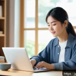 직업상담사 강의 추천 - A modern online learning environment featuring a young Japanese professional woman studying a vocati...